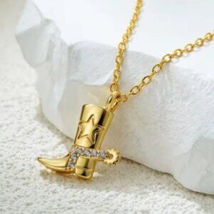 Cowboy Boot Necklace, Country Necklace, Gold Necklace, Women's Necklace, Jewelry
